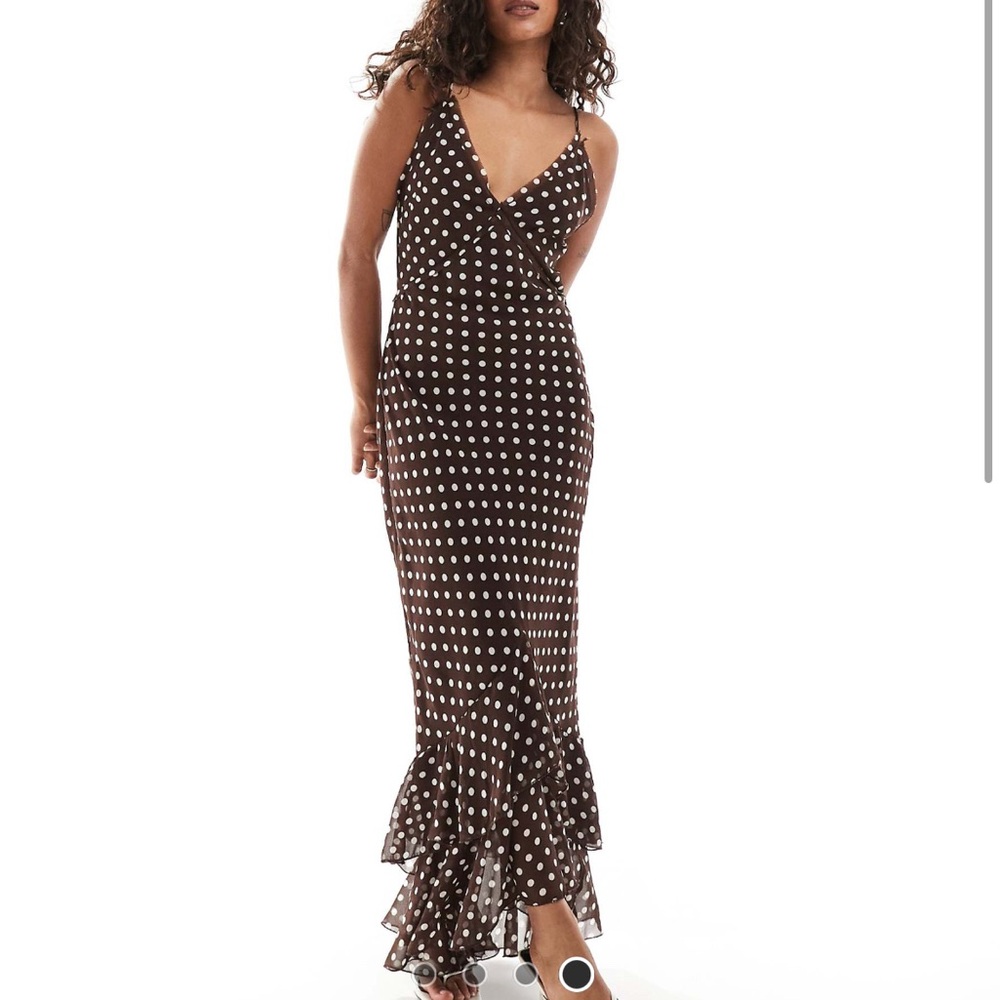 ASOS Brown and White Polka Dot Maxi Dress